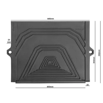 Płyta żeliwna tylna do wkładu kominka B1 przykręcana 44,5x35,2