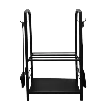 Stojak na drewno z akcesoriami kominkowymi