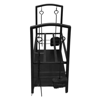 Stojak na drewno z akcesoriami kominkowymi